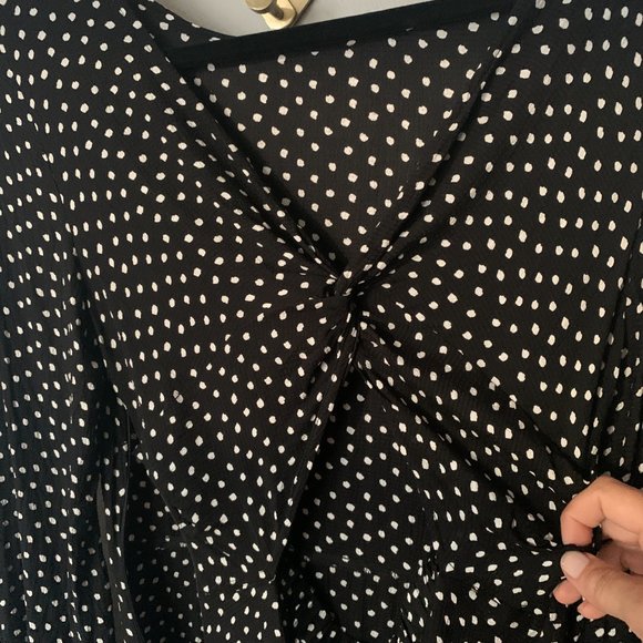 Anthropologie Black White Polka Dot Open Back Flowy A-Line Dress Size 4 - Picture 3 of 6